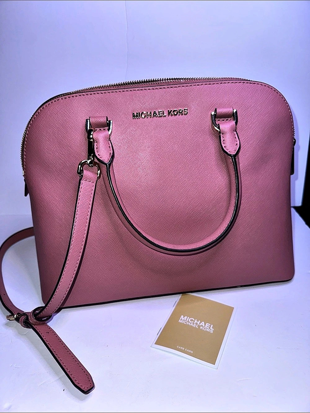 Michael Kors Emmy Large Dome Satchel Pink Saffiano
